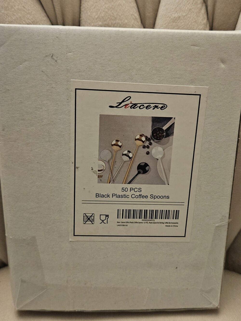 Liacere Black Plastic Coffee Spoons - 50 Pack 6.7 Inches NEW